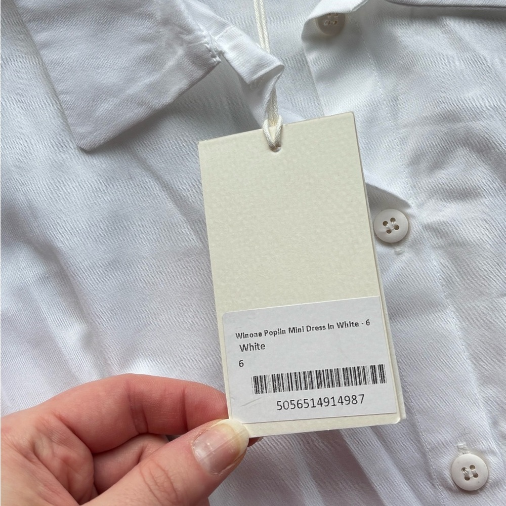 Nwt Omnes Winona White Poplin Cotton Puff Sleeve White Mini Wrap Dress Size 6 — image 4 of 5